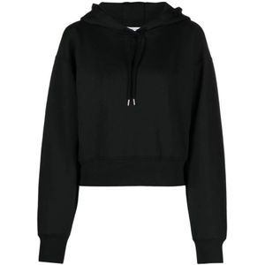 Salvatore Ferragamo, Gestreepte katoenen hoodie Zwart, Dames, Maat:S