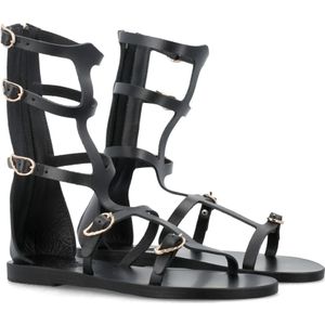 Ancient Greek Sandals, Schoenen, Dames, Zwart, 36 EU, Leer, Zwarte Siren Gladiator Sandalen