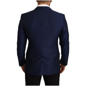 Dolce & Gabbana, Pakken, Heren, Blauw, M, Rayon, Martini Slim Fit Jas Blazer