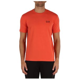 Emporio Armani Ea7, Tops, Heren, Oranje, S, Katoen, Stretch katoen logo print T-shirt