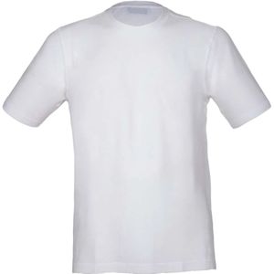 Gran Sasso, Tops, Heren, Wit, S, Katoen, Witte Crepe Katoenen T-shirt met Zijopeningen