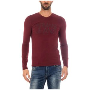 Armani Jeans, Long Sleeve Tops Rood, Heren, Maat:L