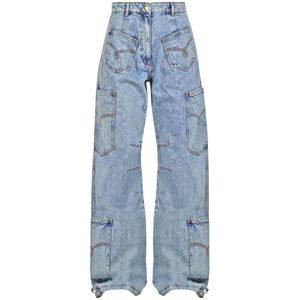 Moschino, Jeans, Dames, Blauw, W31, Katoen, Hoge Taille Vintage Cargo Jeans