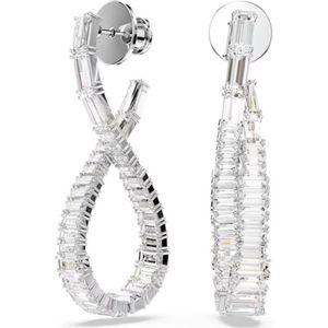 Swarovski, Witte Rhodium Vergulde Hyperbool Oorbellen Wit, Dames, Maat:ONE Size