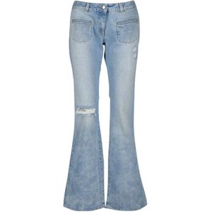 Palm Angels, Jeans, Dames, Blauw, W27, Denim, Bootcut jeans met versleten design