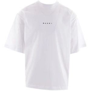 Marni, Witte Logo Print Katoenen T-shirt Wit, Heren, Maat:S