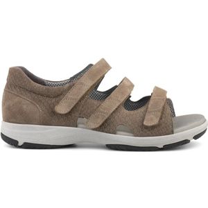 New Feet, Sportieve Velcro Sandaal met Gesloten Hielkap Bruin, Dames, Maat:38 EU