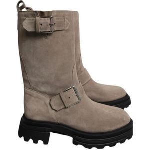 Hogan, Schoenen, Dames, Beige, 36 EU, Suède, Beige Suède Bikerlaarzen