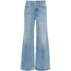 Ulla Johnson, Jeans, Dames, Blauw, W28, Katoen, Wijde jeans met vervaagd effect
