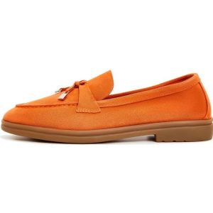 Cesare Gaspari, Schoenen, Dames, Oranje, 36 EU, Leer, Klassieke platte loafers - Oranje