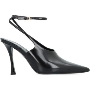 Givenchy, Schoenen, Dames, Zwart, 38 EU, Leer, Leren slingback met puntige neus