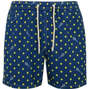 MC2 Saint Barth, Badkleding, Heren, Veelkleurig, L, Polyester, Blauwe Zeekleding Tennis Print Zwembroek