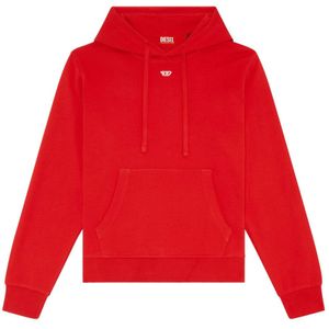 Diesel, Sweatshirts & Hoodies, Heren, Rood, 3Xl, Katoen, Katoenen hoodie met mini D-patch