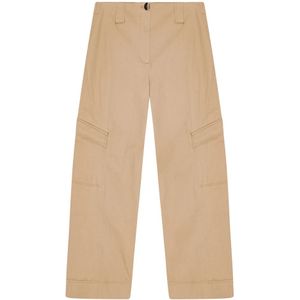 Ganni, Broeken, Dames, Beige, S, Katoen, Cargo Zak Beige Broek