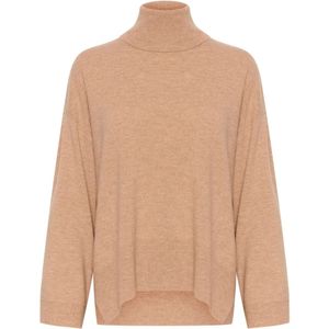 Soaked in Luxury, Truien, Dames, Beige, L, Wol, Hoge Hals Pullover Gebreide Trui