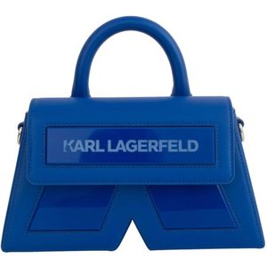 Karl Lagerfeld, Essential Leren Crossbody Tas in Blauw Blauw, Dames, Maat:ONE Size