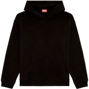Diesel, Sweatshirts & Hoodies, Heren, Zwart, S, Katoen, Zwarte hoodie met kangoeroezak