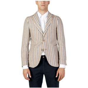 Mulish, Jassen, Heren, Beige, M, Katoen, Beige Knoopsluiting Blazer Lente/Zomer Mannen