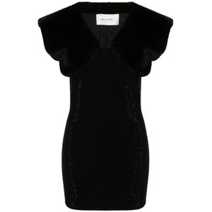 Blugirl, Zwarte jurk met strass en afneembare bolero Zwart, Dames, Maat:L