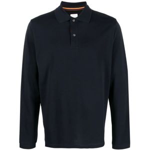 Paul Smith, Tops, Heren, Blauw, 2Xl, Katoen, Blauw Polo Shirt met Gestreepte Rand