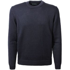 Zanone, Truien, Heren, Blauw, 4Xl, Wol, Blauwe Wol Crew-Neck Sweater