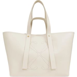 Off White, Tassen, Dames, Beige, ONE Size, Leer, Shopper tas