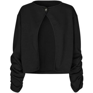 mbyM, Zwarte Jersey Vest Top met Geplooide Mouwen Zwart, Dames, Maat:S