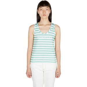 Moncler, Tops, Dames, Groen, S, Katoen, Gestreepte Tanktop, Klassieke Stijl