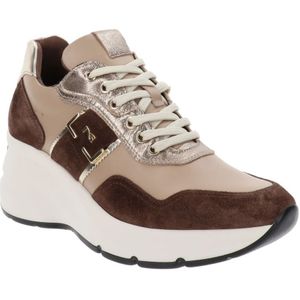 Nerogiardini, Schoenen, Dames, Bruin, 40 EU, Leer, Leren Damessneakers Comfort en Stijl