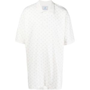Chloé Nardin, Lange Polo T-shirt met bloemenprint Wit, Heren, Maat:M