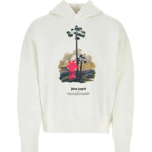 Palm Angels, Stijlvol en comfortabel hoodie voor heren Wit, Heren, Maat:M