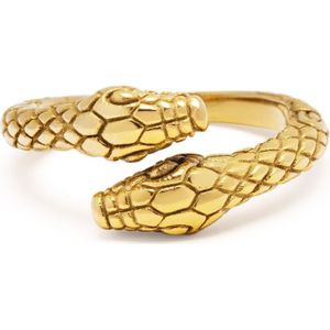 Nialaya, Accessoires, Heren, Geel, 56 MM, Men's Gold Plated Vintage Snake Ring
