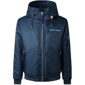 Pepe Jeans, Jassen, Heren, Blauw, M, Nylon, Bomber Jassen