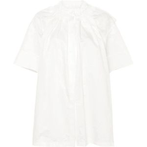 Jil Sander, Blouses & Shirts, Dames, Wit, 2Xs, Katoen, Witte Ruchekraag Shirt
