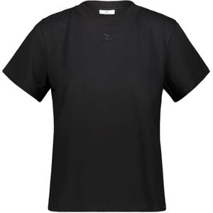 Courrèges, Tops, Dames, Zwart, M, Zwart Dry Jersey T-Shirt