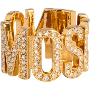 Moschino, Accessoires, Dames, Geel, M, Metalen Vezel Logo Ring