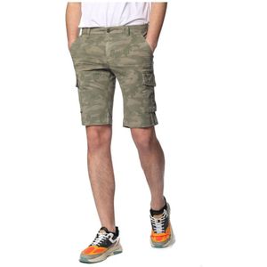 Mason's, Slim Fit Groene Camouflage Cargo Bermuda Groen, Heren, Maat:L