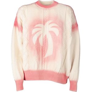 Palm Angels, Roze Trui - Regular Fit - Koud Weer - Katoen 62% - Polyamide 38% Roze, Dames, Maat:M