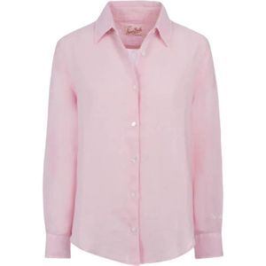 Saint Barth, Blouses & Shirts, Dames, Roze, M, Linnen, Roze Klassieke Overhemd Meredith