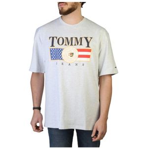 Tommy Hilfiger, Tops, Heren, Grijs, S, Katoen, Heren T-shirt met korte mouwen van katoen