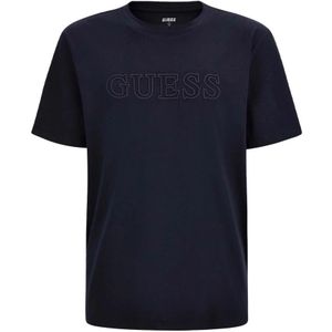 Guess, Tops, Heren, Blauw, M, Katoen, 3D Logo Biologisch Katoenen T-Shirt - Blauw