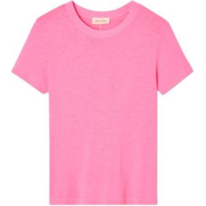 American Vintage, Klassieke Ronde Hals T-shirt Roze, Dames, Maat:S