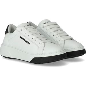 Dsquared2, Schoenen, Dames, Wit, 40 EU, Katoen, Witte Leren Bumper Sneaker met Logo