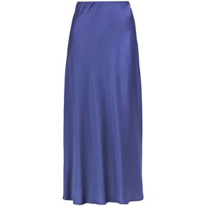 Liviana Conti, Lange Satijnen Rok Blauw, Dames, Maat:M