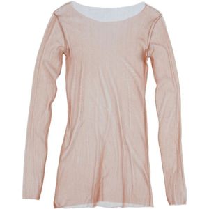 Cortana, Tops, Dames, Roze, XL, Tule, Zijden Tule Boothals Top