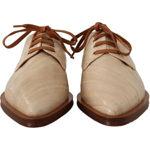 Dolce & Gabbana, Schoenen, Dames, Beige, 39 EU, Leer, Zakelijke Schoenen Upgrade - Echte Paling Leren Platte Schoenen