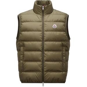 Moncler, Jassen, Heren, Groen, XL, Groene Contrin Gilet Vest