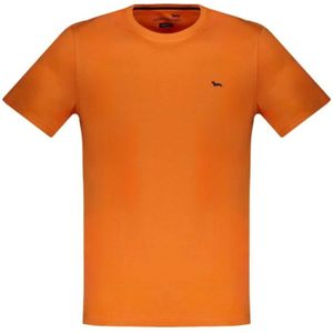 Harmont & Blaine, Tops, Heren, Oranje, 2Xl, Katoen, Geborduurd Katoenen T-Shirt