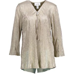 Joseph Ribkoff, Glitter V-hals Longsleeve met Rits Geel, Dames, Maat:M