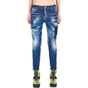 Dsquared2, Jeans, Dames, Blauw, 2Xs, Katoen, Donkere Tiffany Cool Cropped Jeans